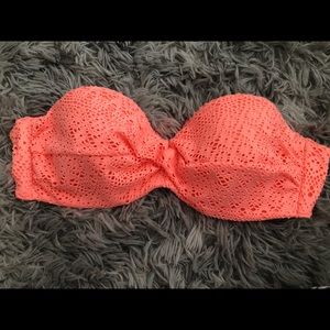 Coral strapless bathing suit top